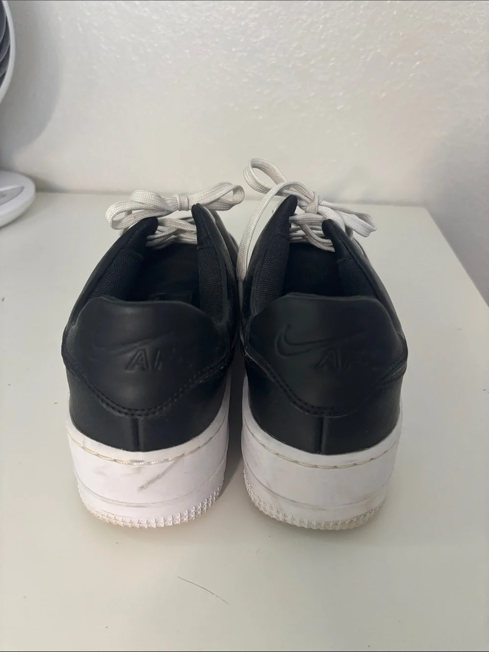 Nike Air Force Black Sneakers with White Laces and White Sole Size 8 Womens